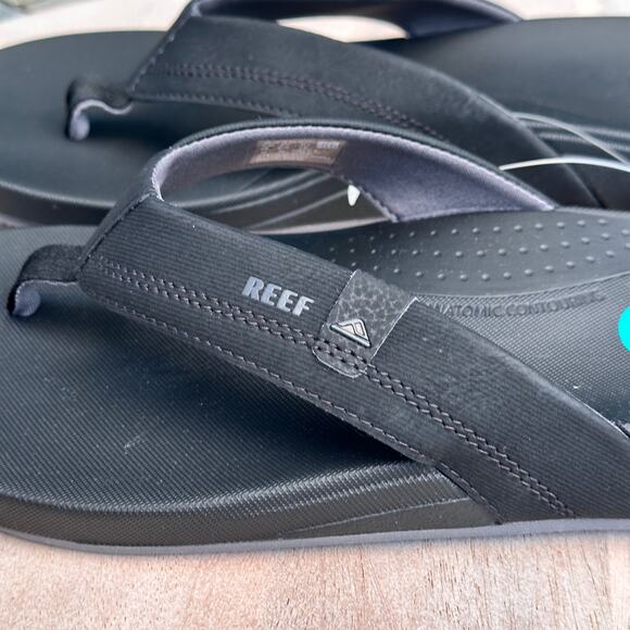 Reef Cushion Spring C13638 Mens Flip Flop Sandals Black Thong Slip On Shoes New - Picture 3 of 8